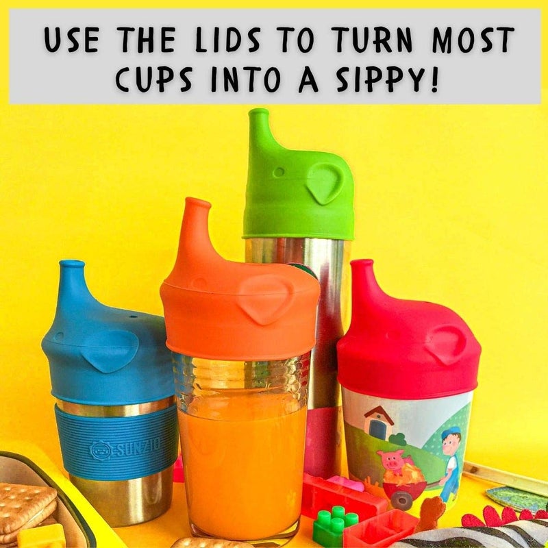 SUNZIO Sippy Cups for Toddlers and Kids, Stainless Steel Sippy Cup with Straw with Silicone Lids, BPA Free, Plastic Free, Break Proof Easy To Grip Soft Spout Cup for Babies, 10 oz, 4 Pack - Image 2